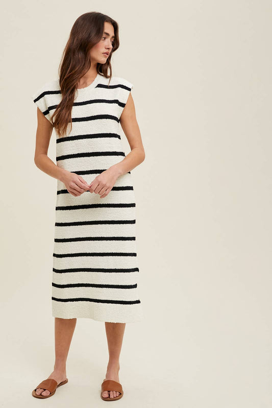 Striped Muscle Tank Sweater Midi Dress