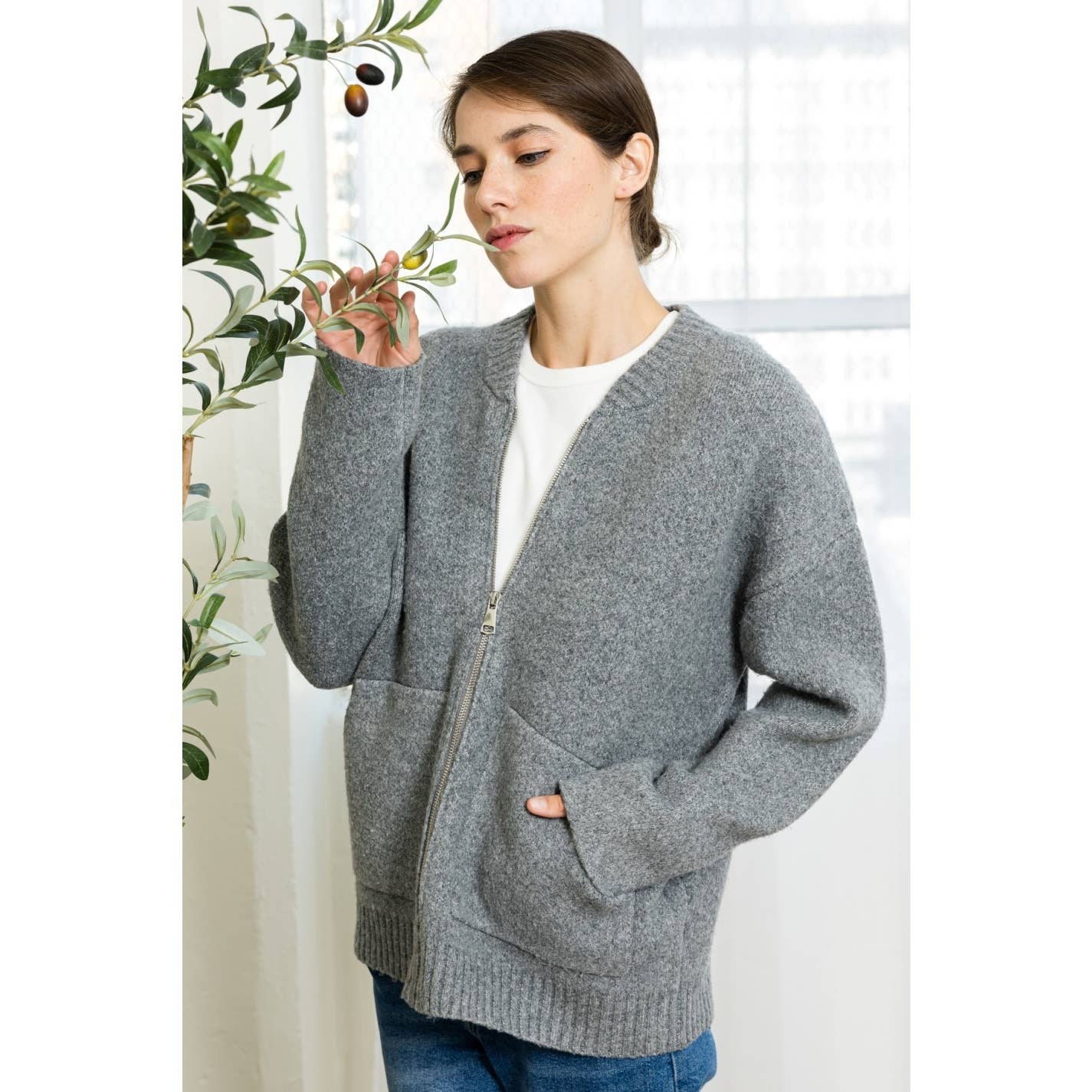 ZIPPER SWEATER JACKET