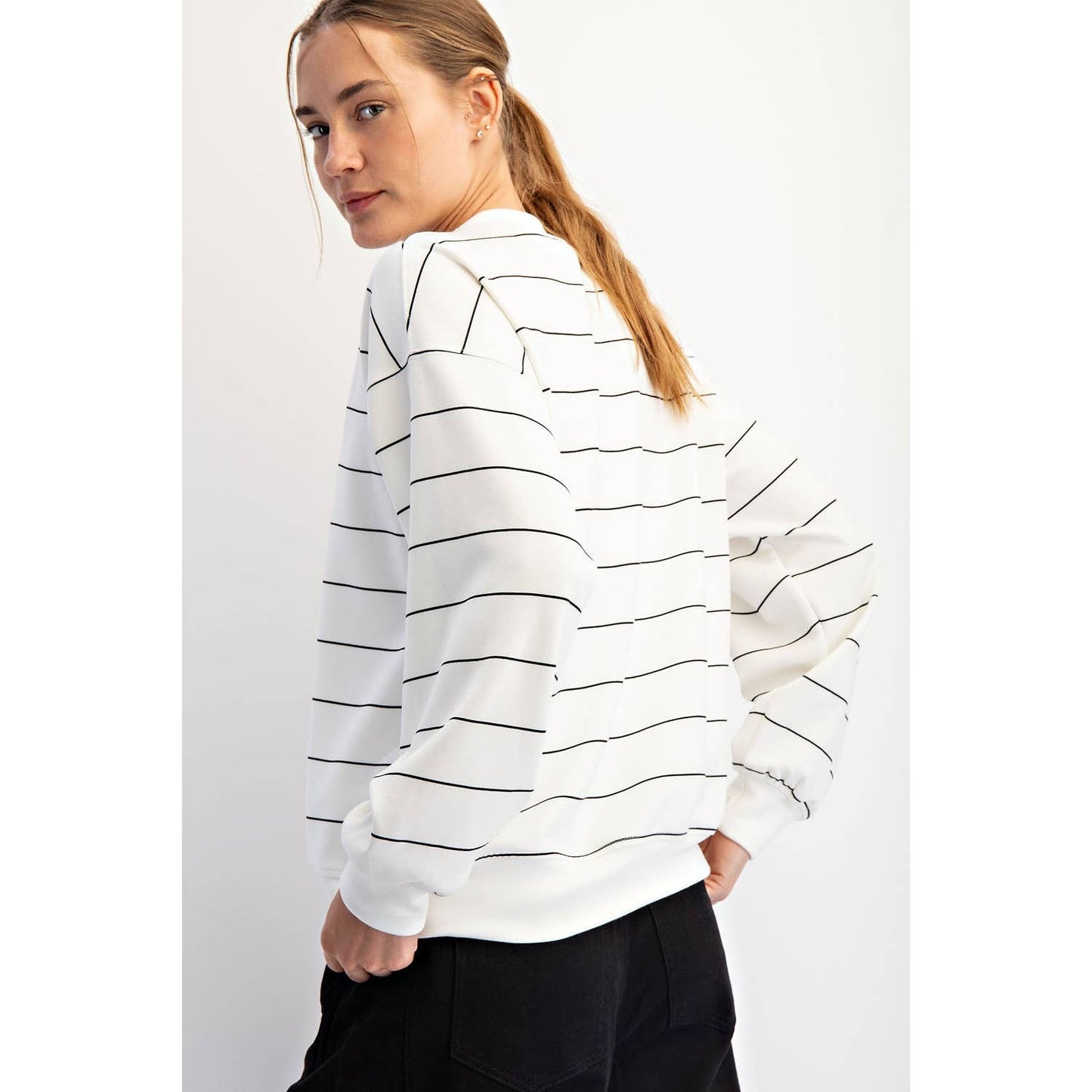 Modal Scuba Stripe Crew Neck Top