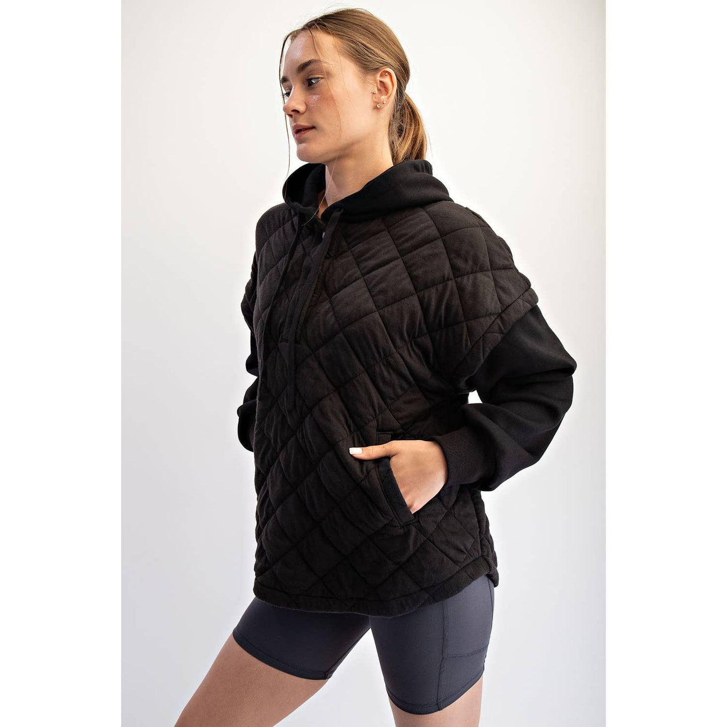 Quilted Terry Mixed Snap Hoodie