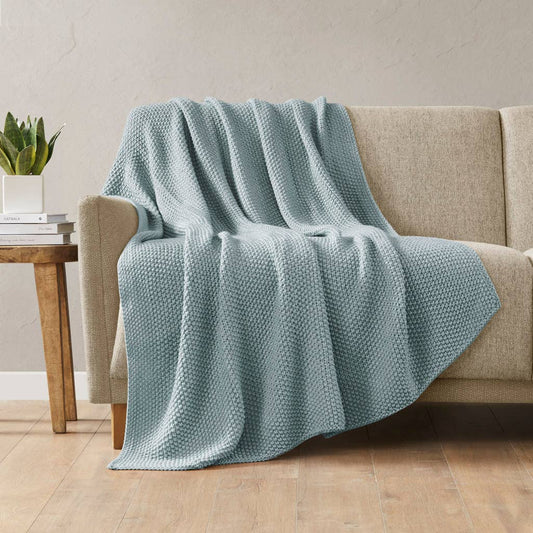 Classic Acrylic Knit Throw 50x60, Blue