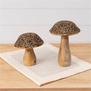Mango Wood Beaded Mushrooms