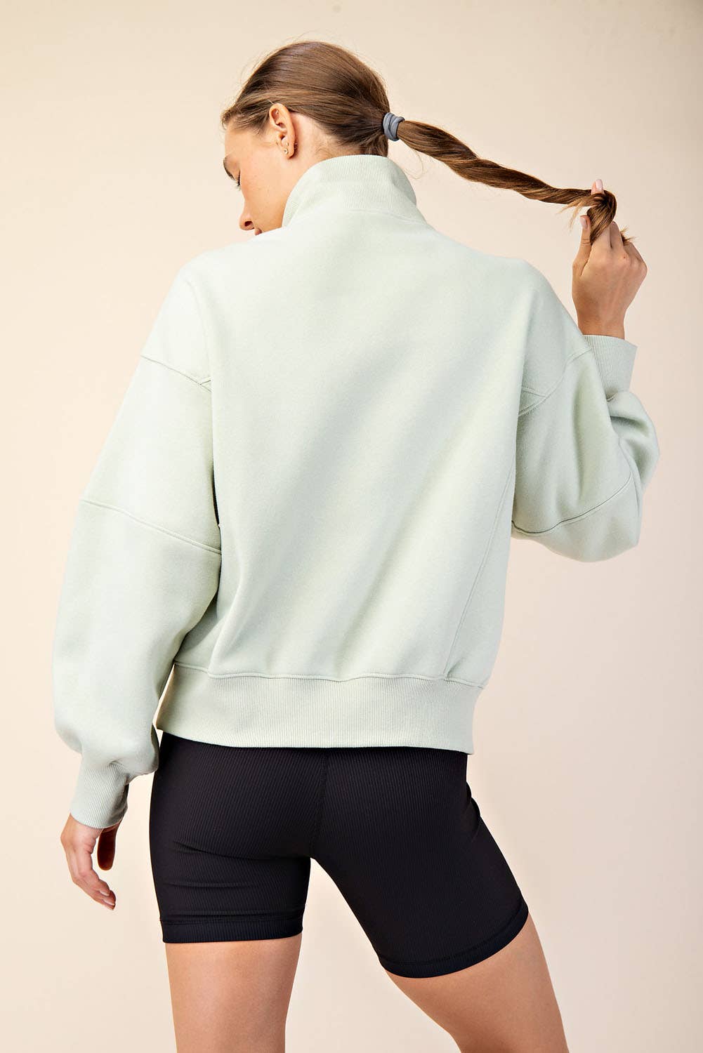 French Terry Fleece Quarter Zip Top