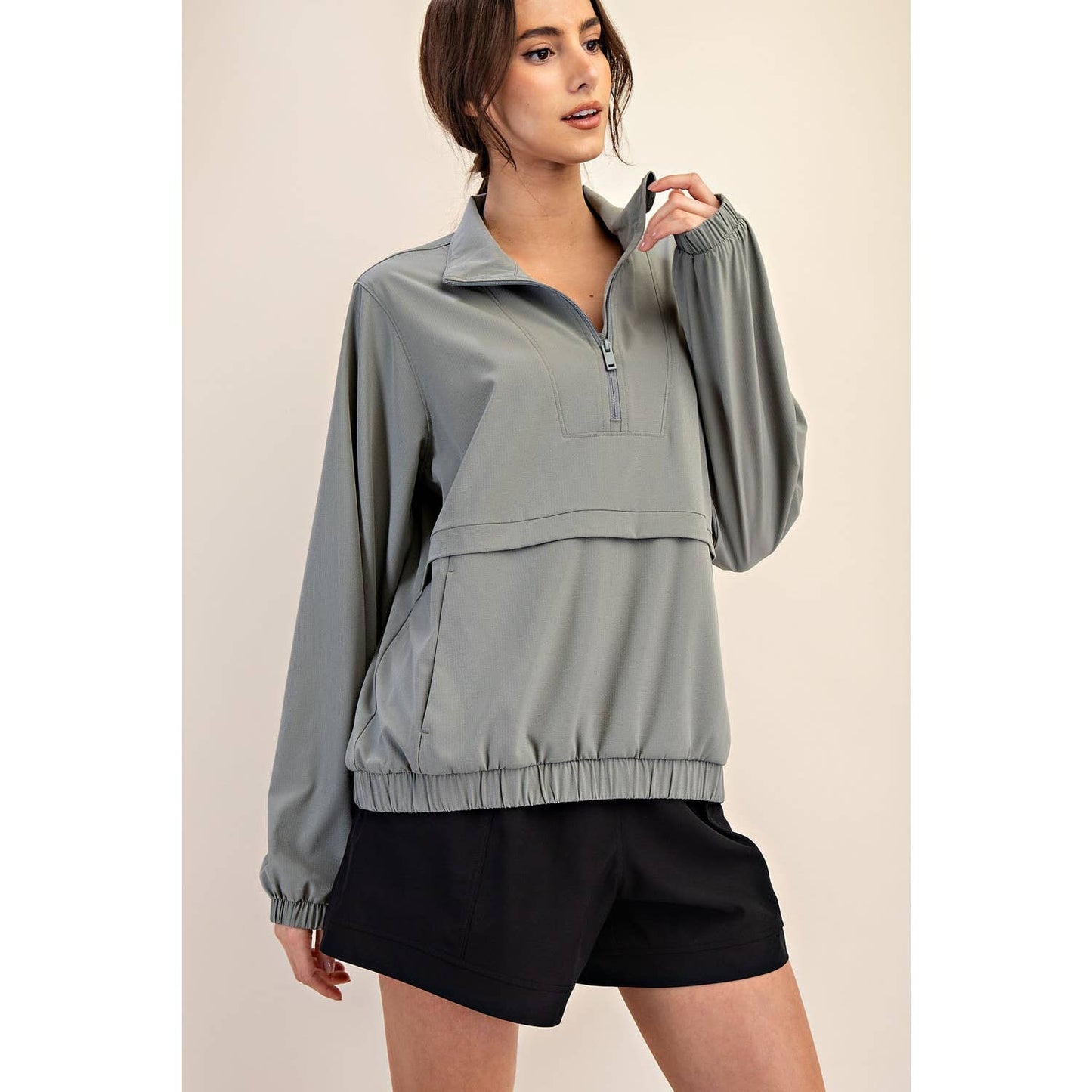 Crinkle Woven Quarter Zip Active Jacket