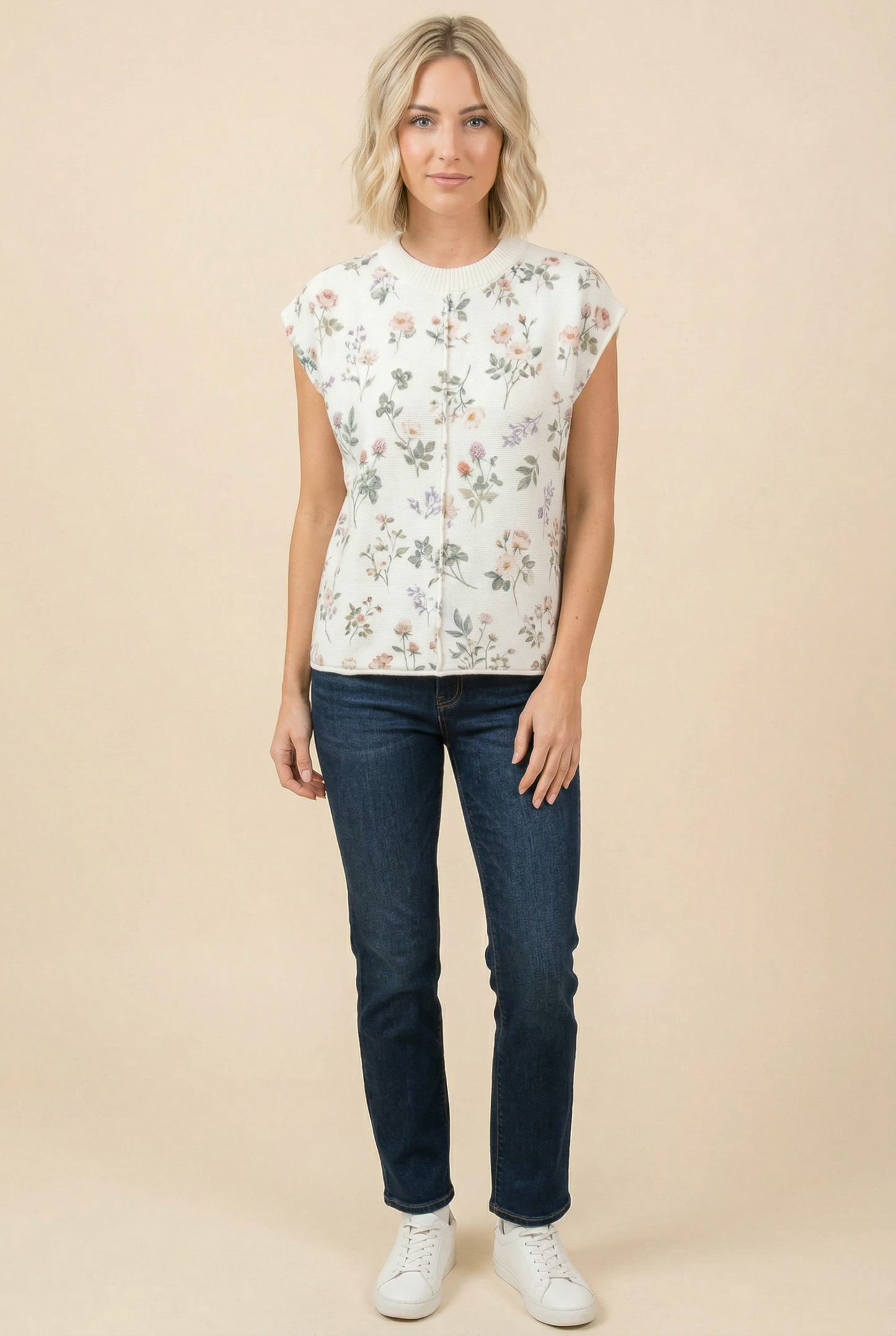 Floral Textured Sleeveless Top