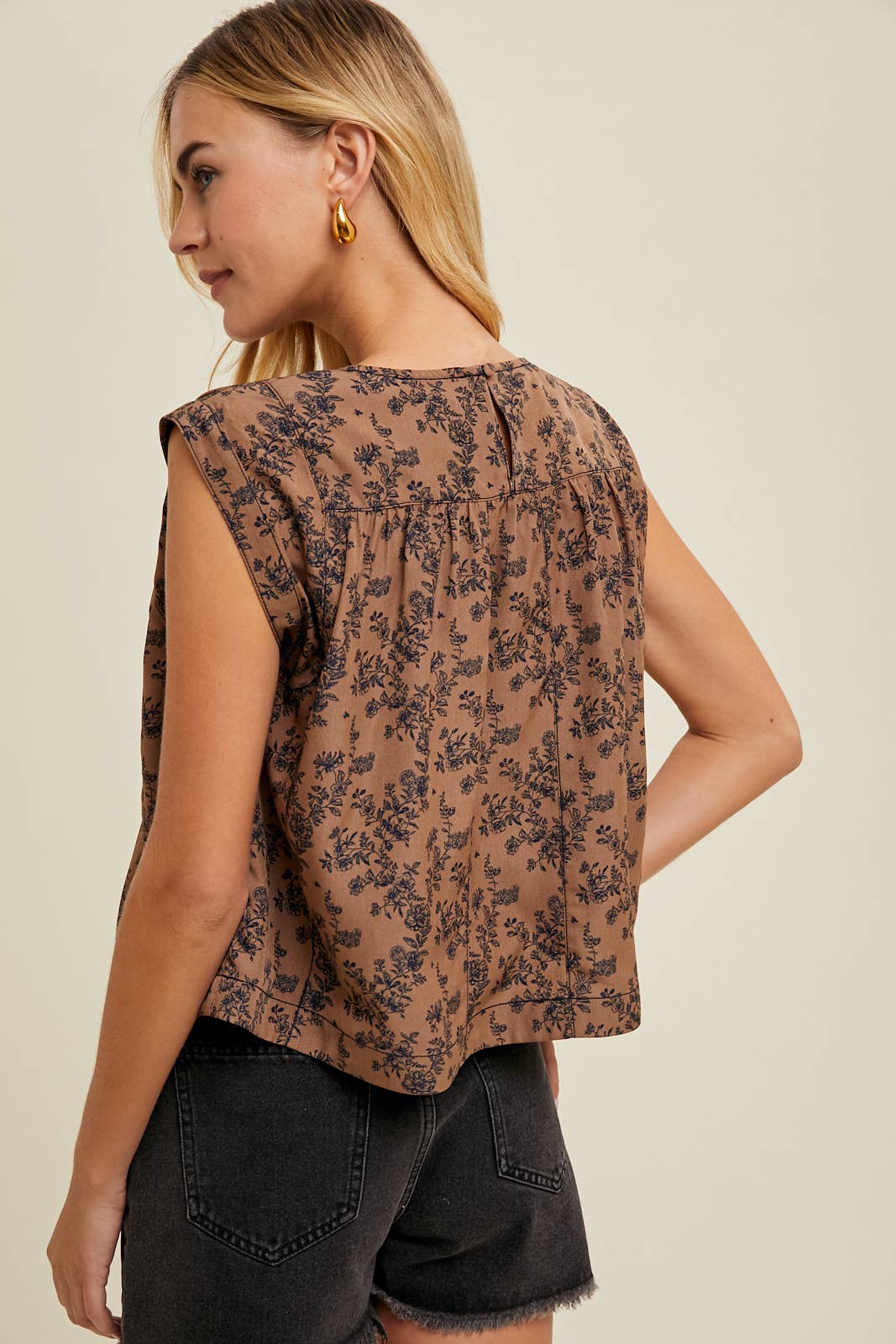 FLORAL CAP SLEEVE BLOUSE / WL24-9340