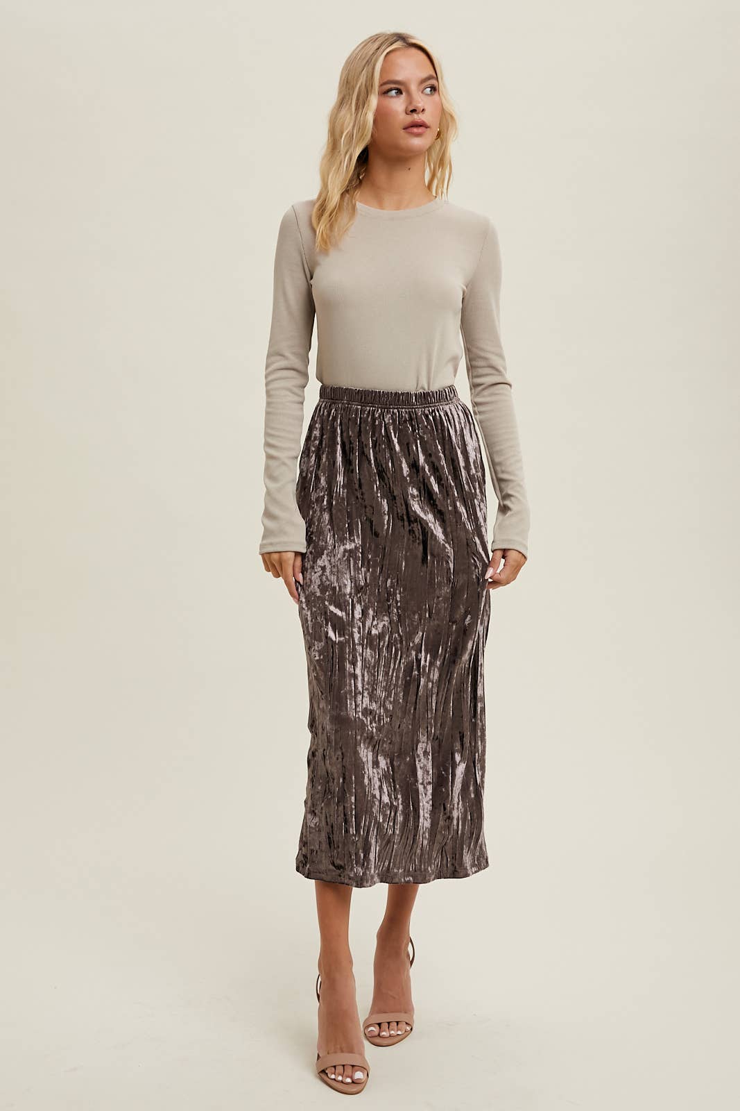 VELVET MIDI SKIRT