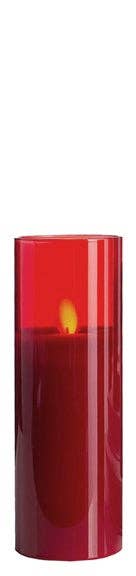 LED Candle in Glass Cylinder with Flickering Flame & Remote