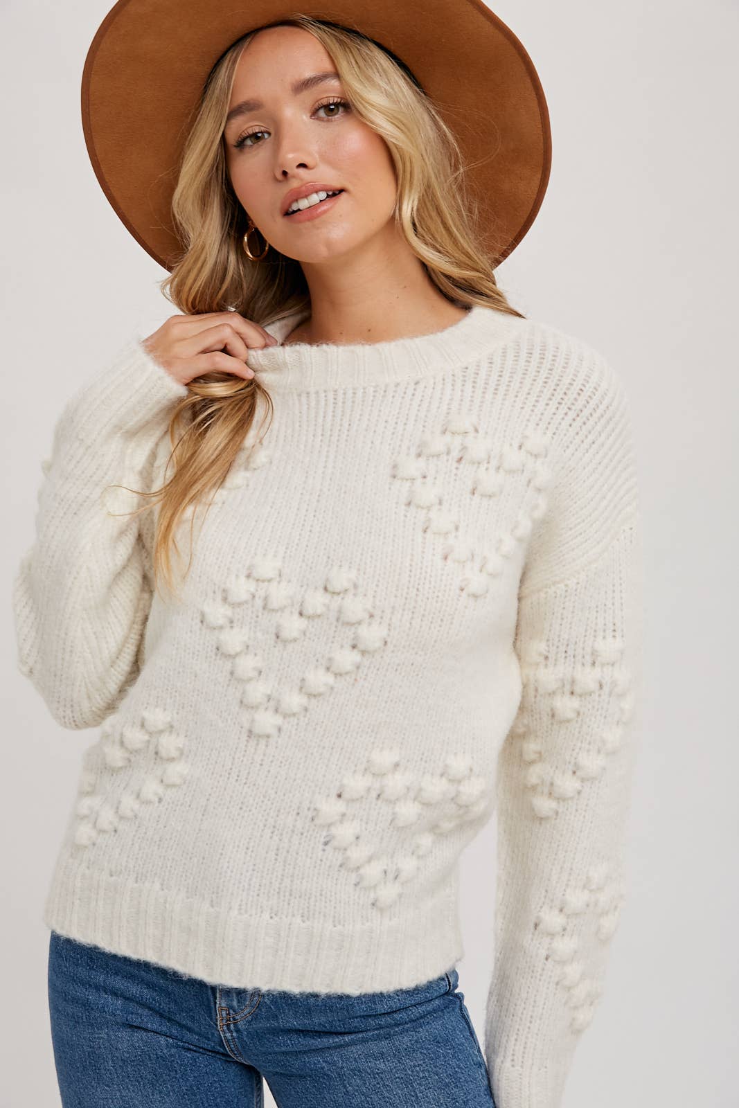 HEART SHAPE POM POM SWEATER PULLOVER