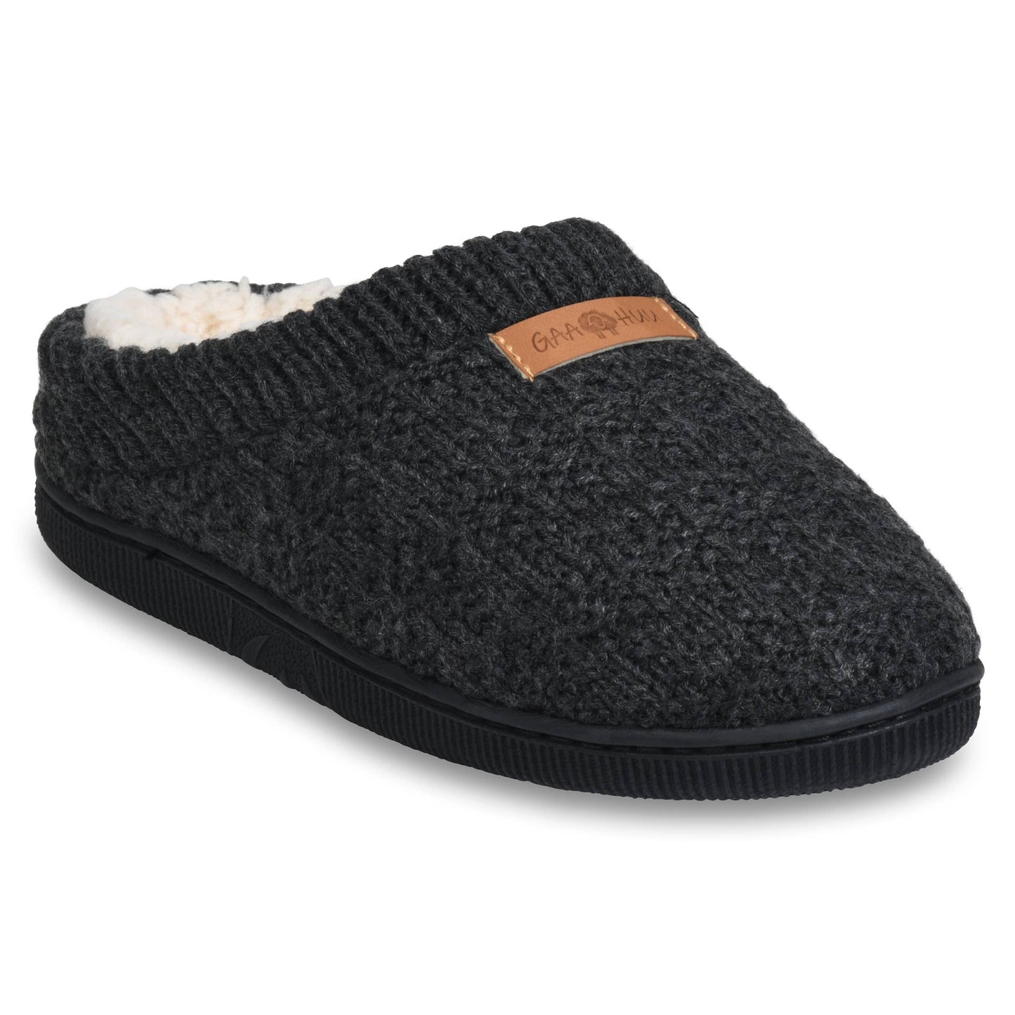 Womens textured knit rib collared clog slipper