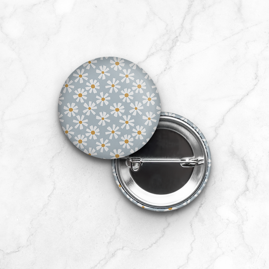 Floral Daisy Pinback Button