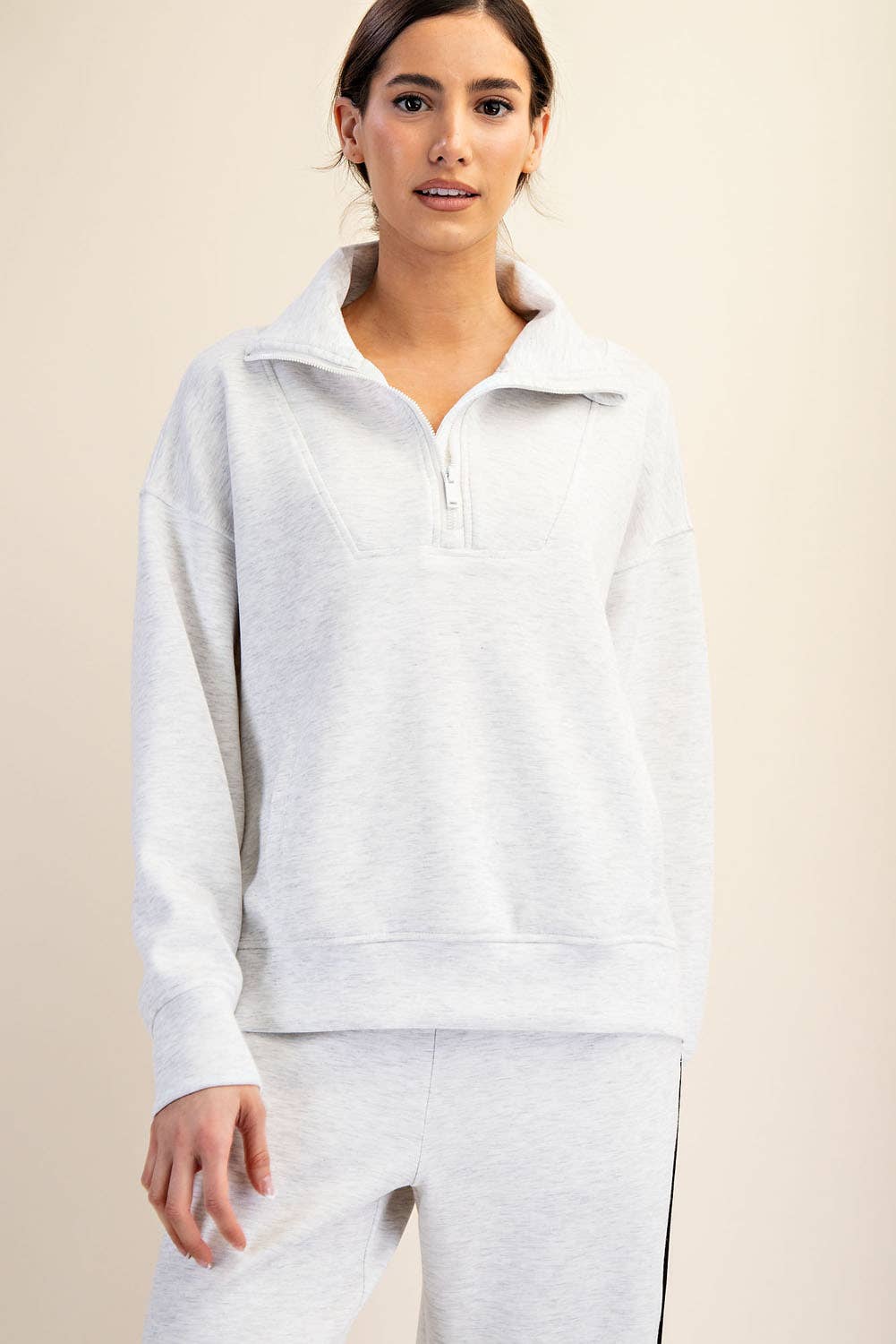 Modal Poly Span Quarter Zip Funnel Neck Pullover