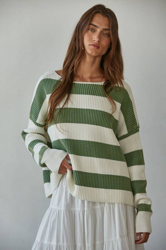 Knit Sweater Striped Cotton