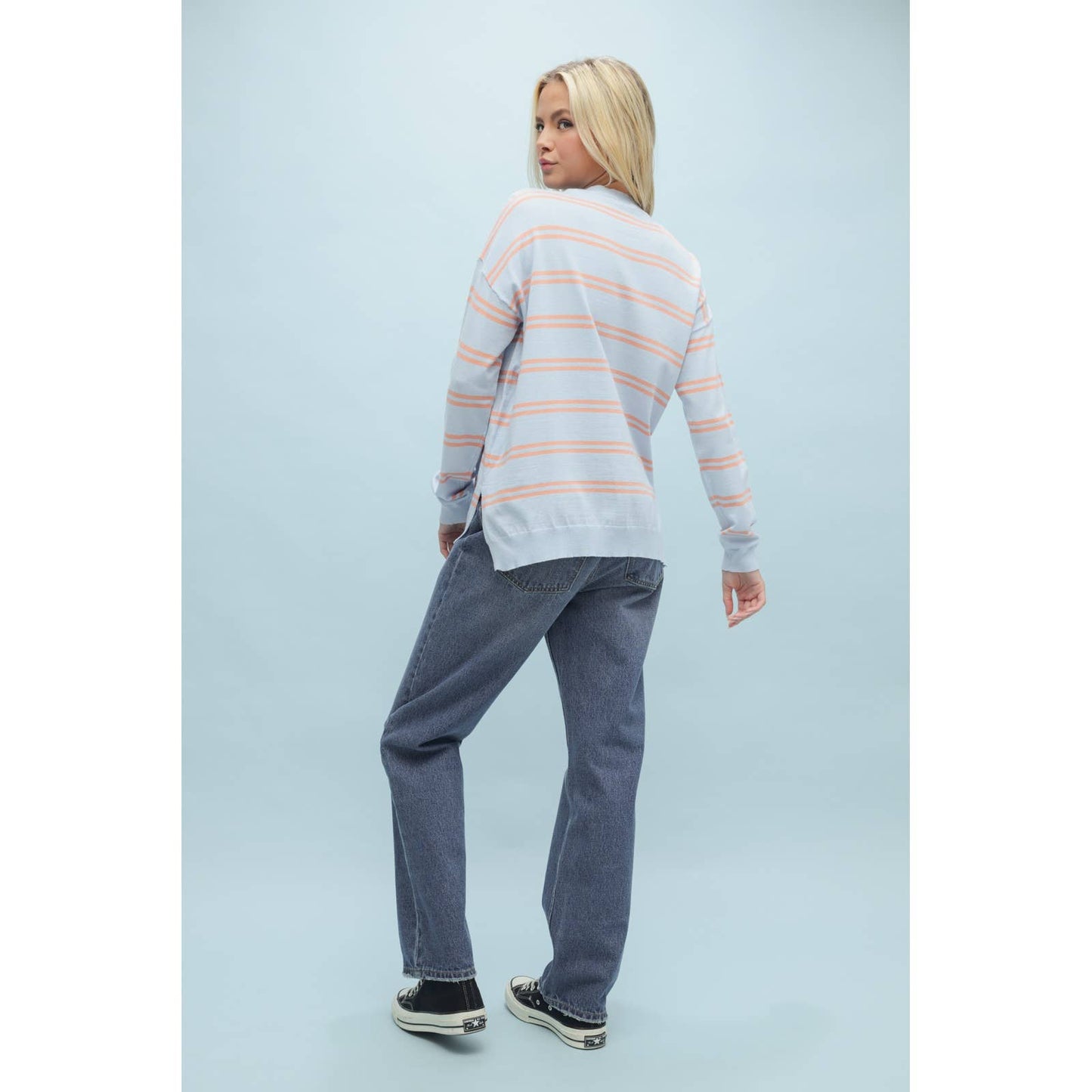 STRIPED LIGHTWEIGHT SWEATER / WL24-9757