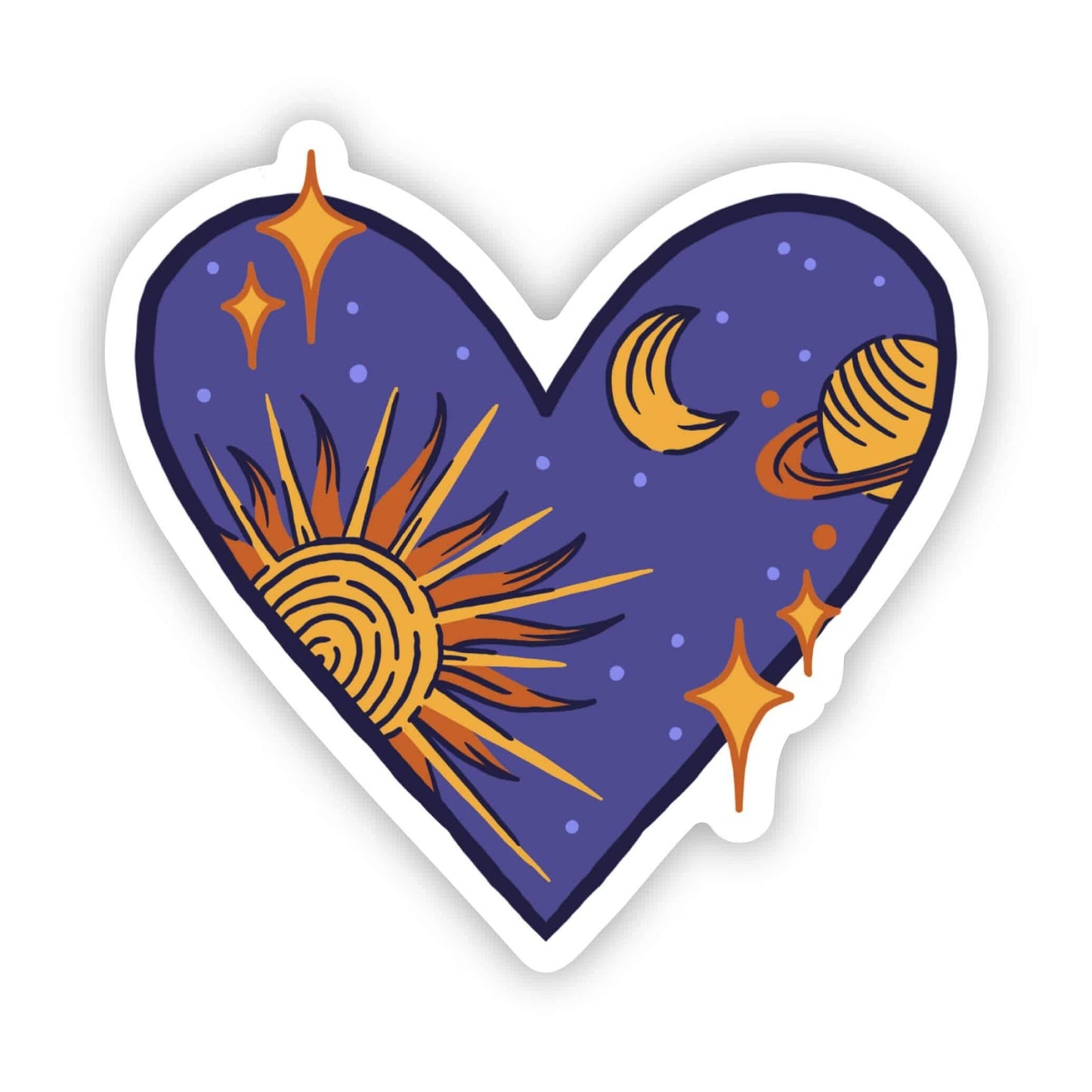 Heart with the Sun, Moon, Star, & Saturn Sticker