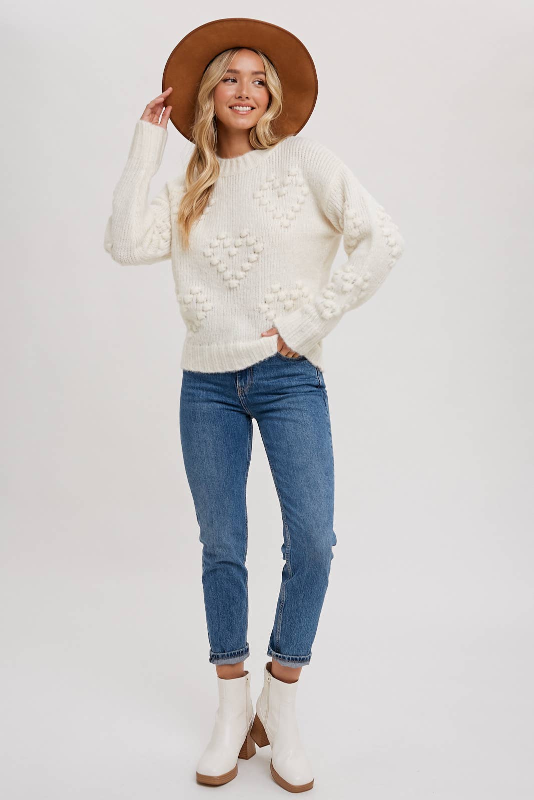 HEART SHAPE POM POM SWEATER PULLOVER