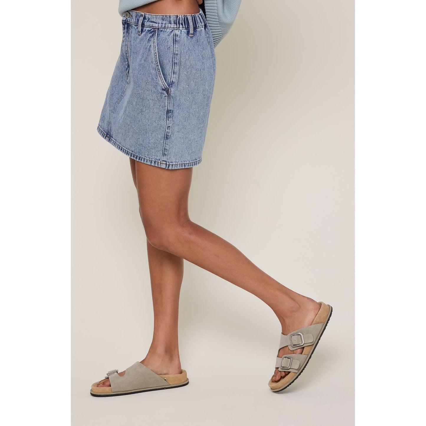 Cotton Denim Mini Skirt
