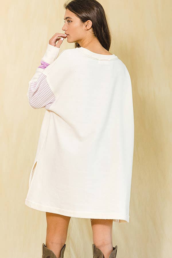 Color-Block French Terry Knit Tunic Dress