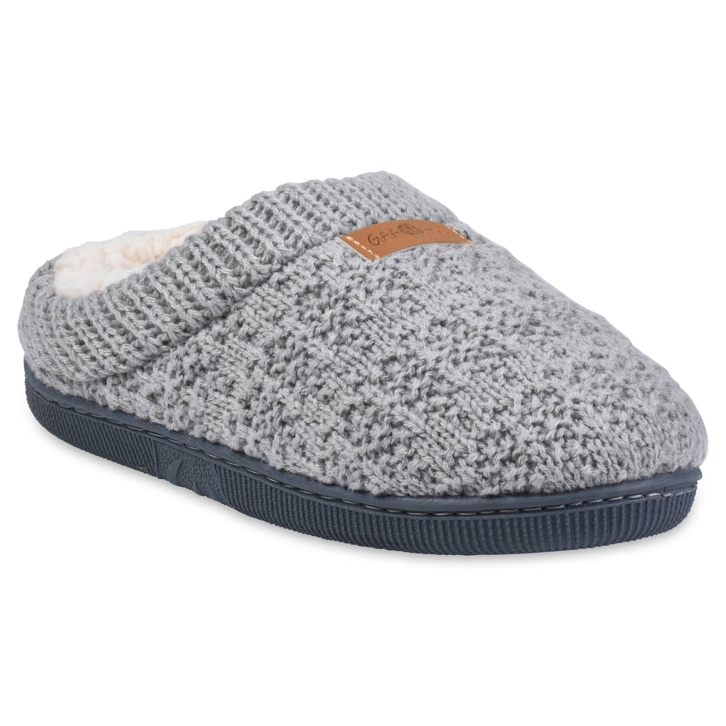 Womens textured knit rib collared clog slipper