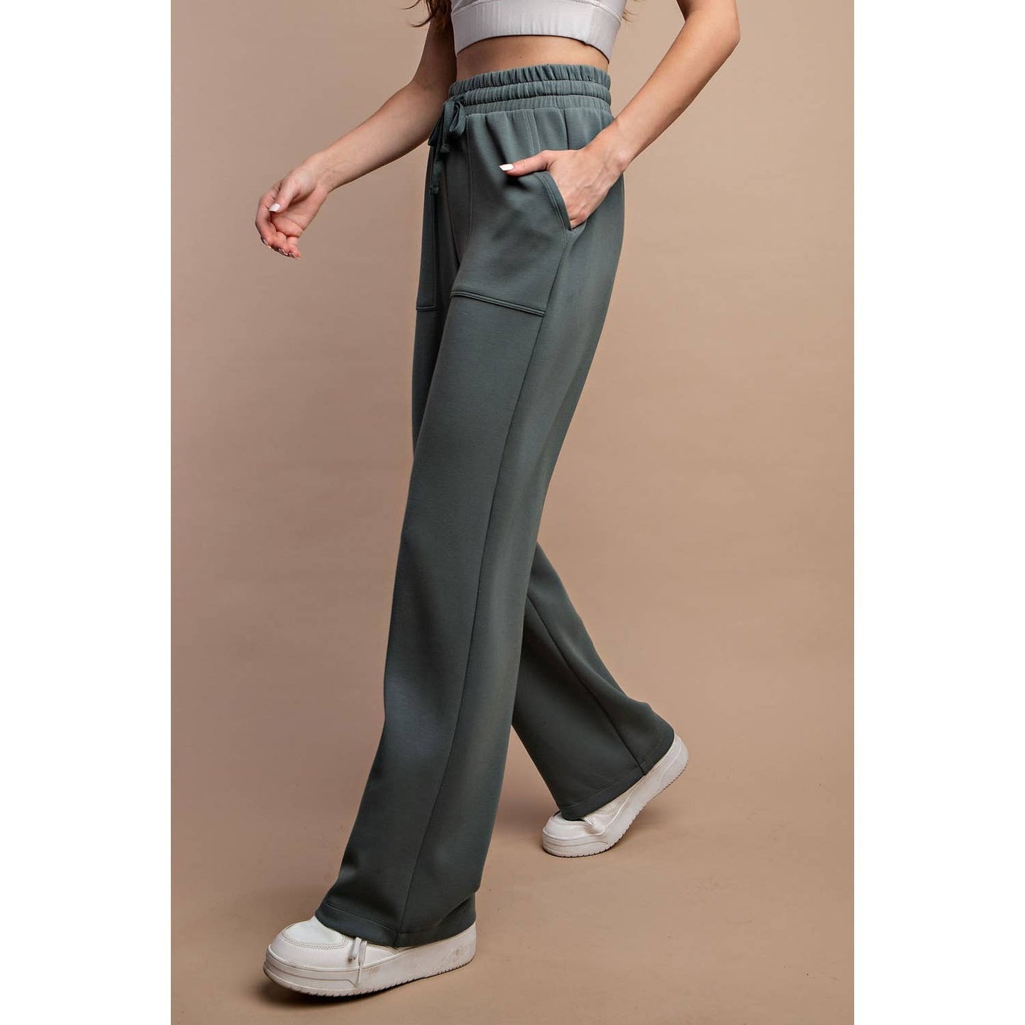 MODAL POLY SPAN STRAIGHT LOUNGE PANTS WITH POCKETS