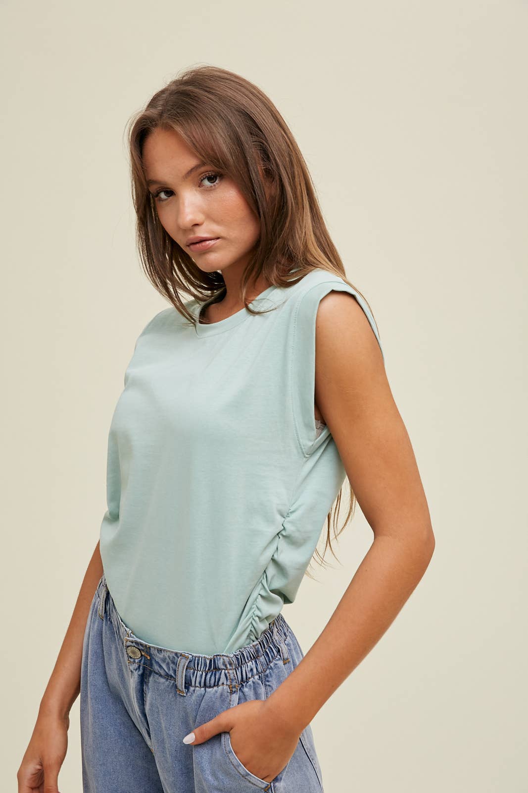 RUCHED MUSCLE TEE / WL23-8289