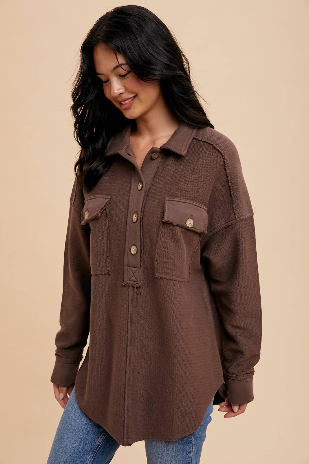 Collared Button Front Sweatshirt