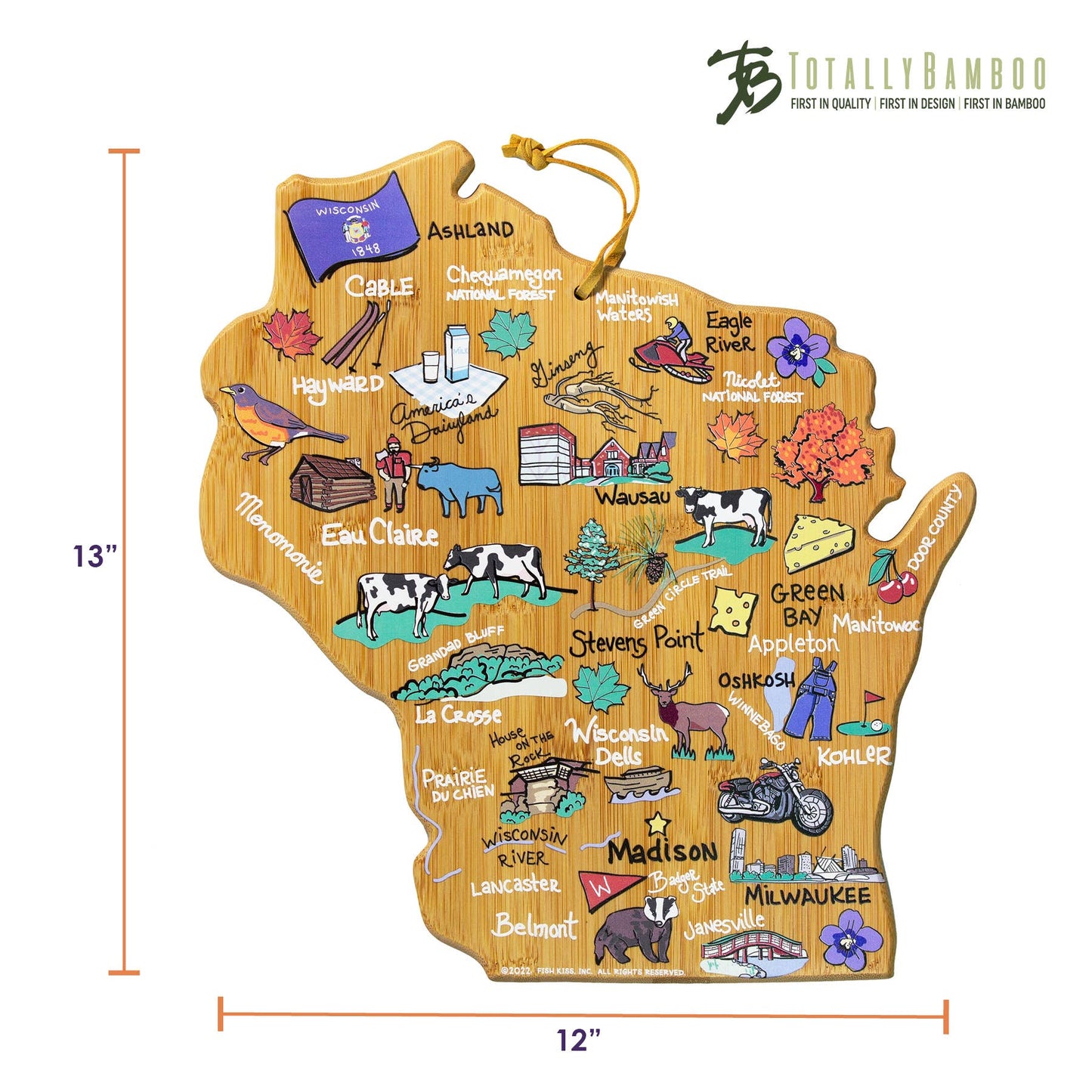 Wisconsin Cutting Board with Artwork
