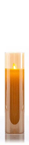 LED Candle in Glass Cylinder with Flickering Flame & Remote