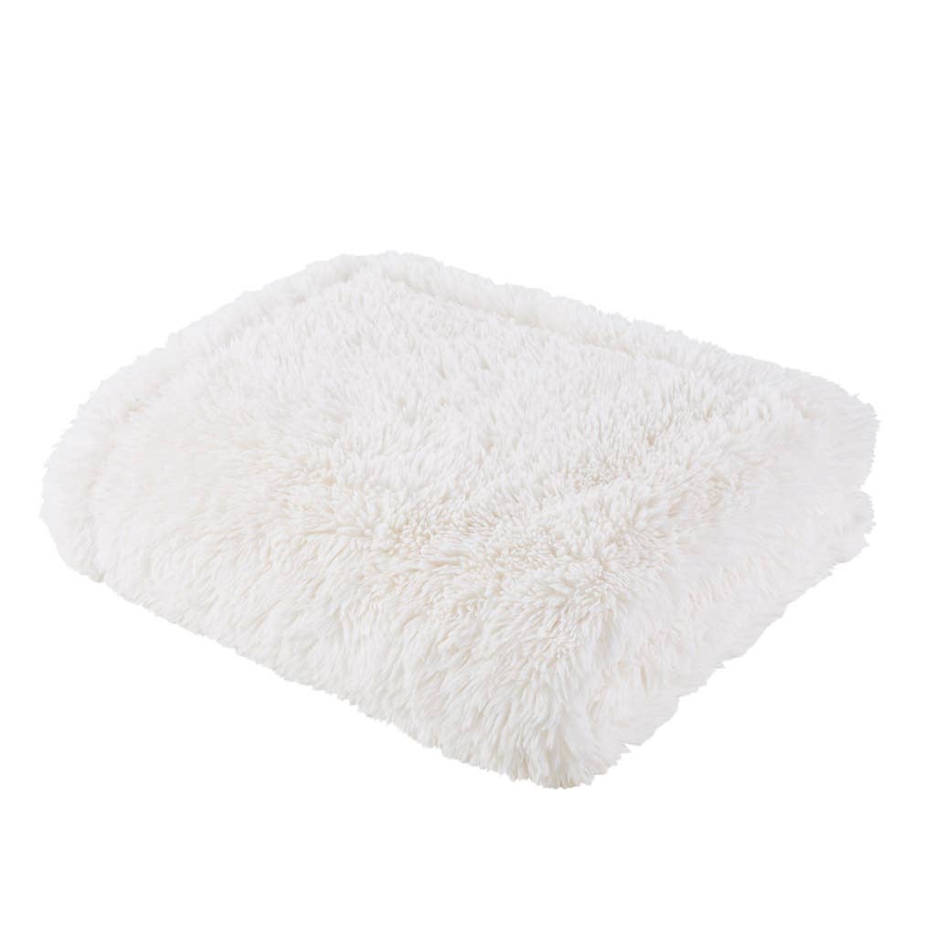 Long Faux Fur Throw 50"x60", Off-White