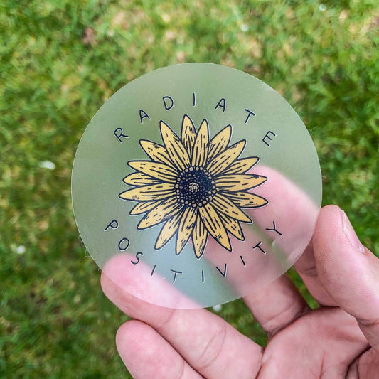 Radiate Positivity Sunflower - Clear Sticker