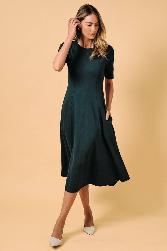 Elbow Sleeve Midi Dress