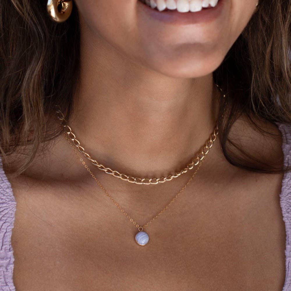 Blue Lace Agate Necklace | Simple Necklace