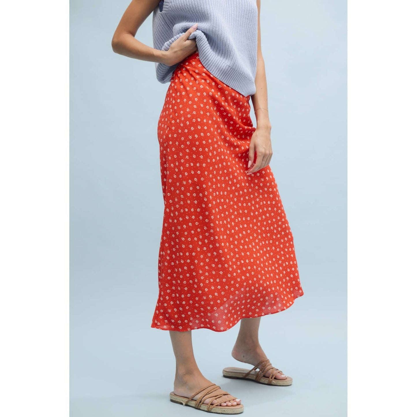 FLORAL PRINT MIDI SKIRT / WL24-9811