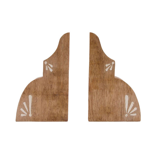 Floral Hand Carved Bookends- Set of 2