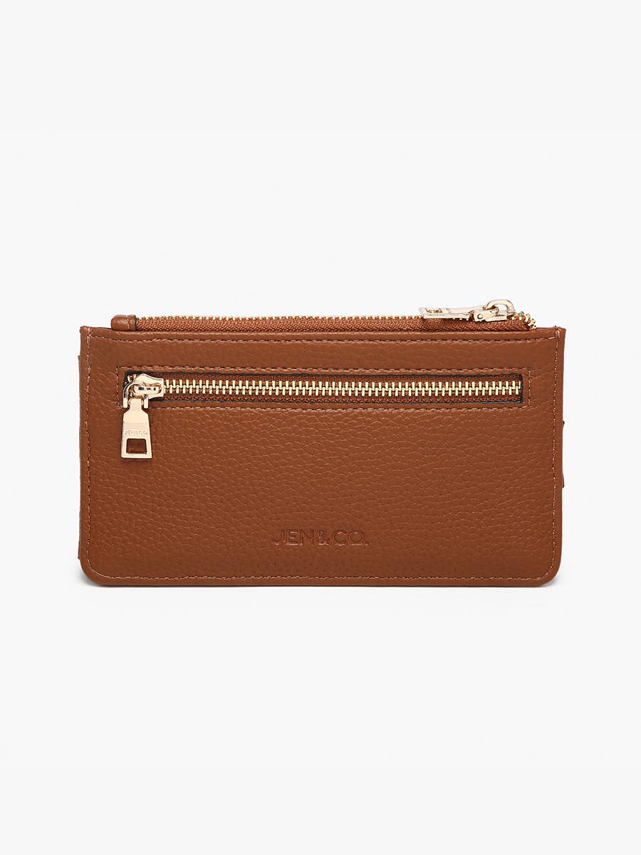 Mae Multi-Card Vegan Leather Strap Snap Closure  Flat Wallet