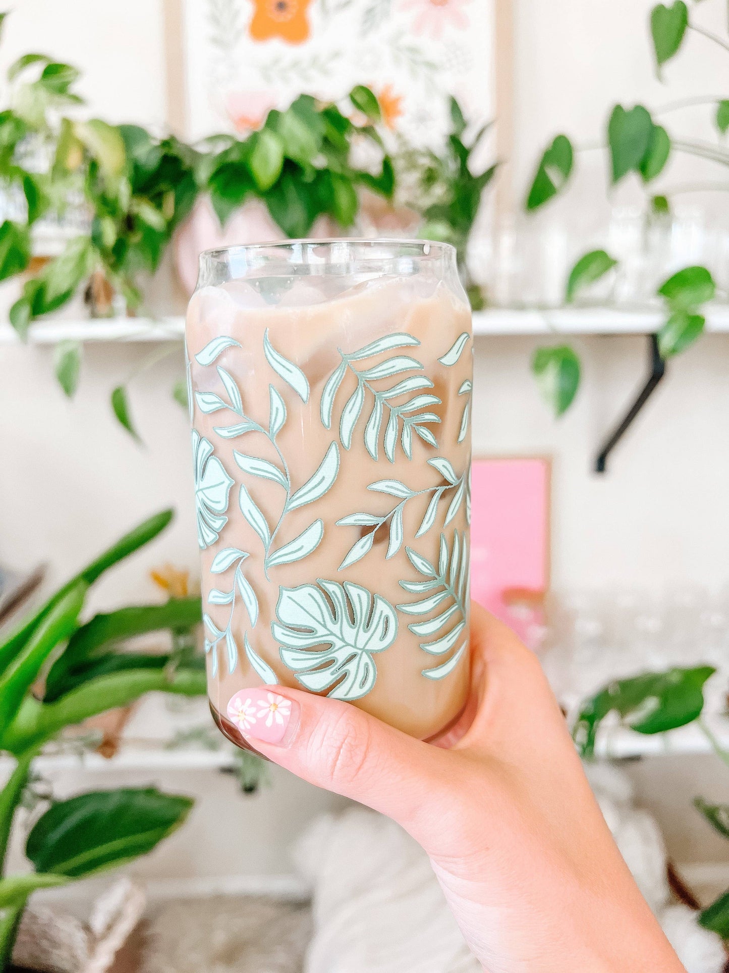 16oz Tropical Monstera Glass