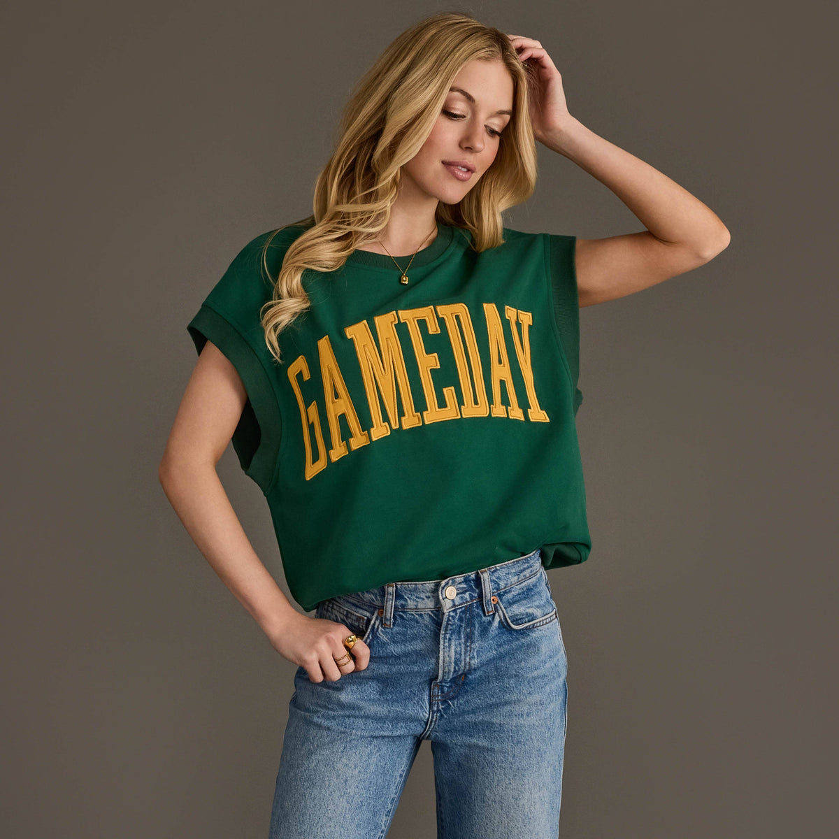Green & Gold Game Day Short Sleeve Sweatshirt