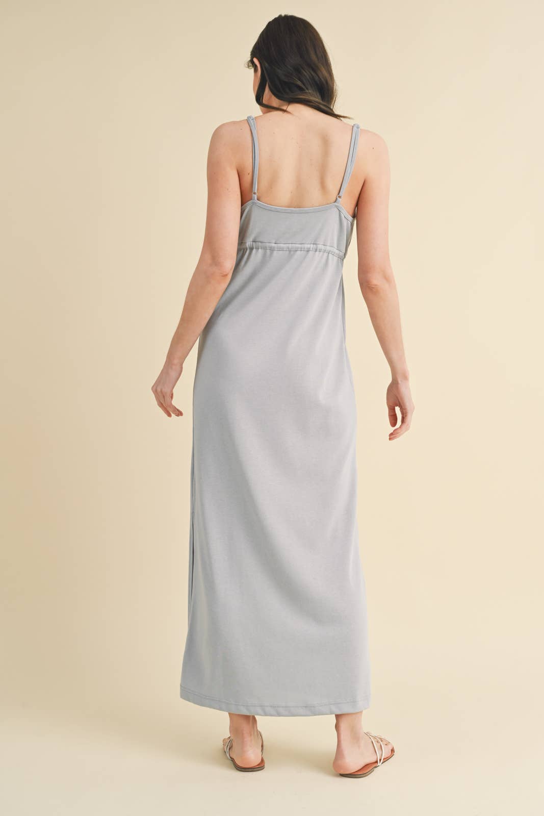 OPEN BACK KNIT MAXI DRESS WITH SLIT / WL23-8441