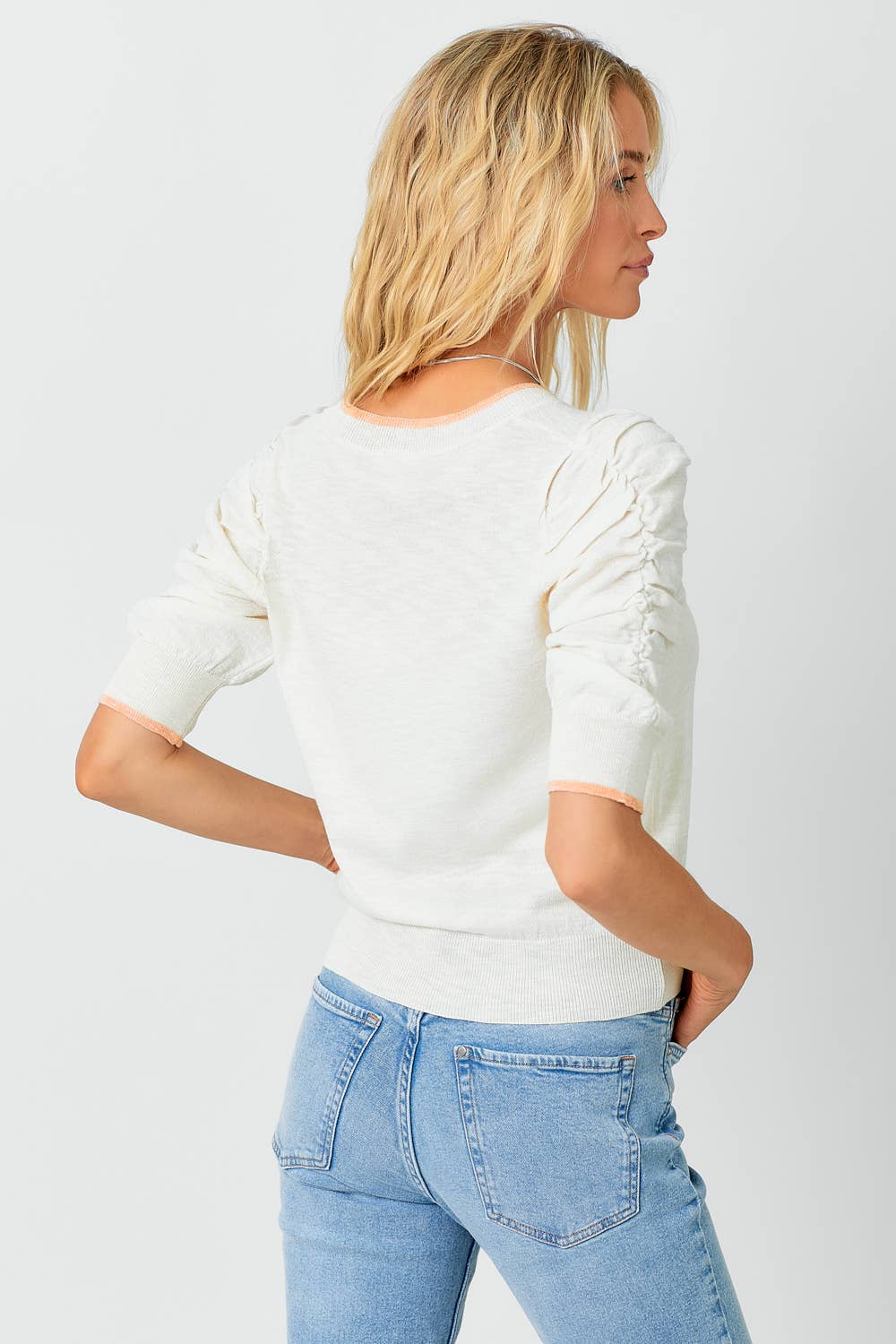 60508 Ruched Sleeve Sweater