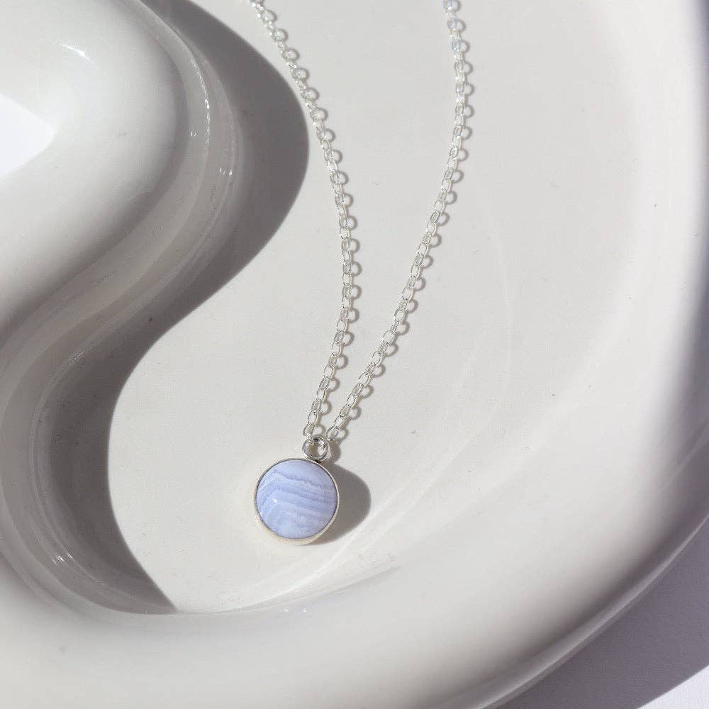 Blue Lace Agate Necklace | Simple Necklace