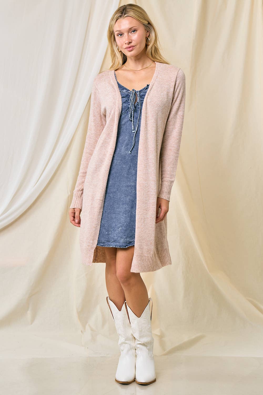 Long Sleeve Open Cardigan - 1497C-1