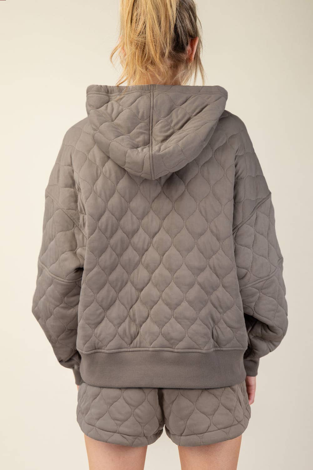 Quilted Quarter Zip Hoodie Jacket