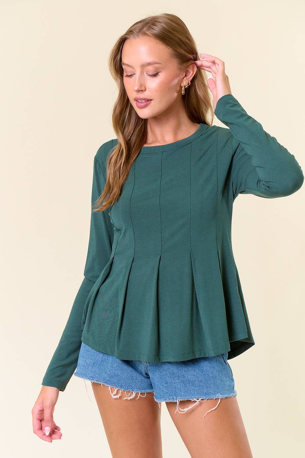 Pintuck Peplum Top