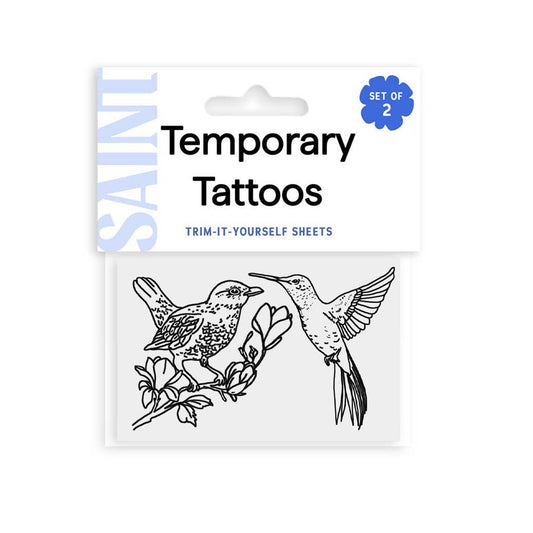 Blackbird and Hummingbird Temporary Tattoos