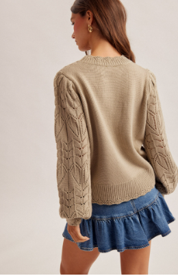 Pointelle Scalloped Sweater