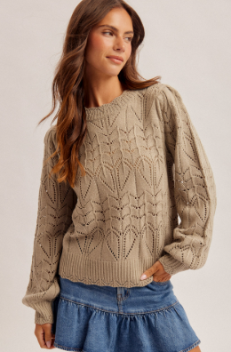 Pointelle Scalloped Sweater