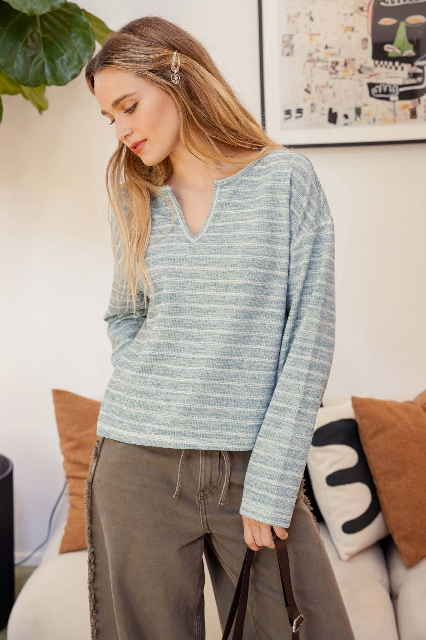 STRIPE SPLIT LONG SLEEVE