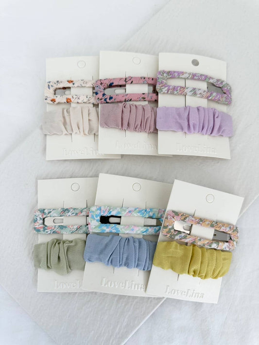Floral Fabric Hair Clip & Scrunchie
