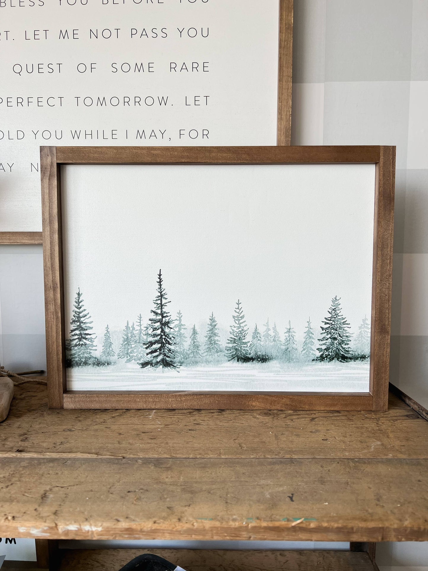 Winter Tree Landscape | Christmas Decor: Dark Walnut / 12x8"