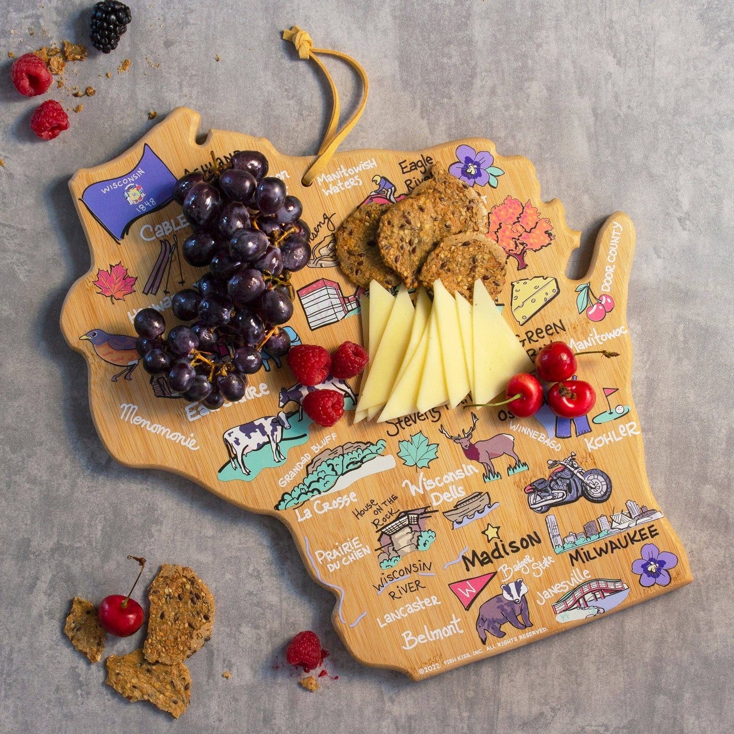 Wisconsin Cutting Board with Artwork